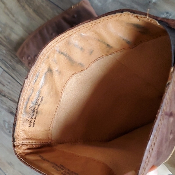 Born Women Two tone Leather Studded Tall Western Boots Ankle zipper shoes - Picture 11 of 13